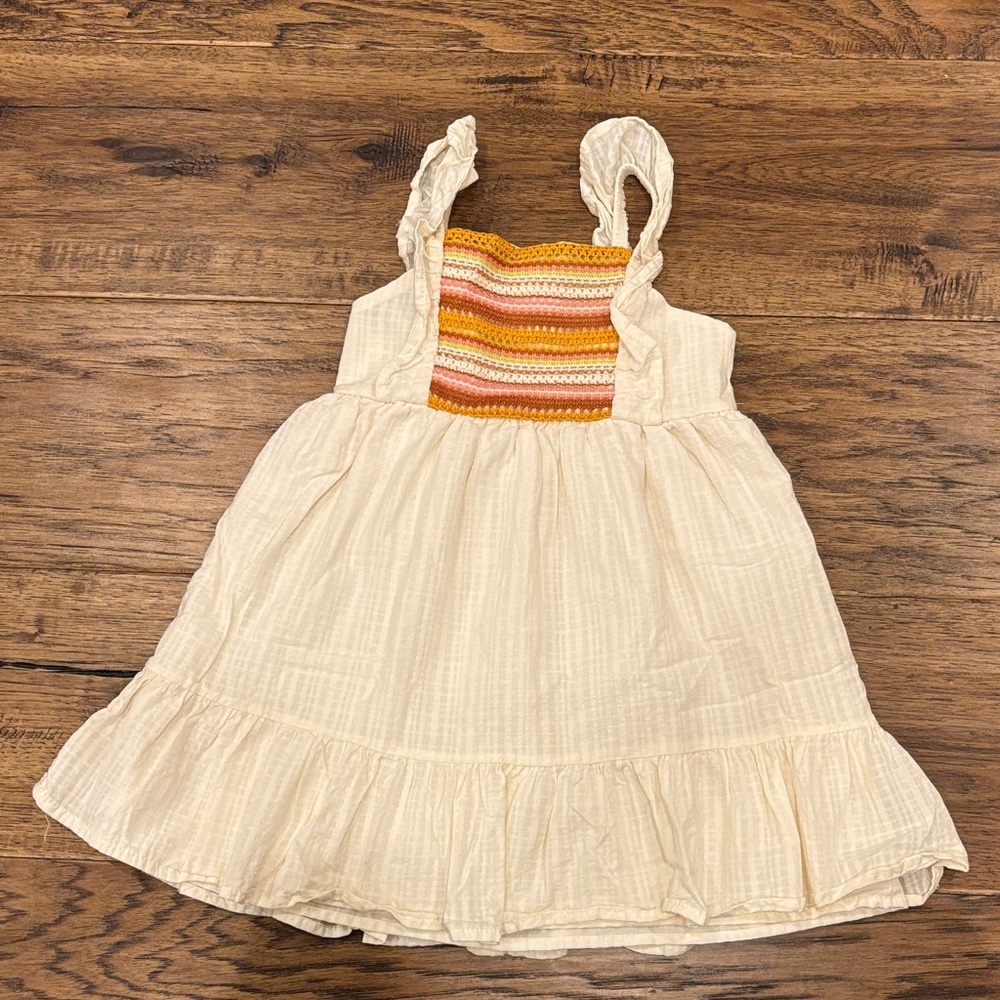 Wonder Nation Cream and Orange Striped Kids Dress